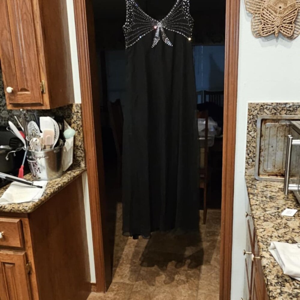 1973 Leo Narducci Black Chiffon Gown